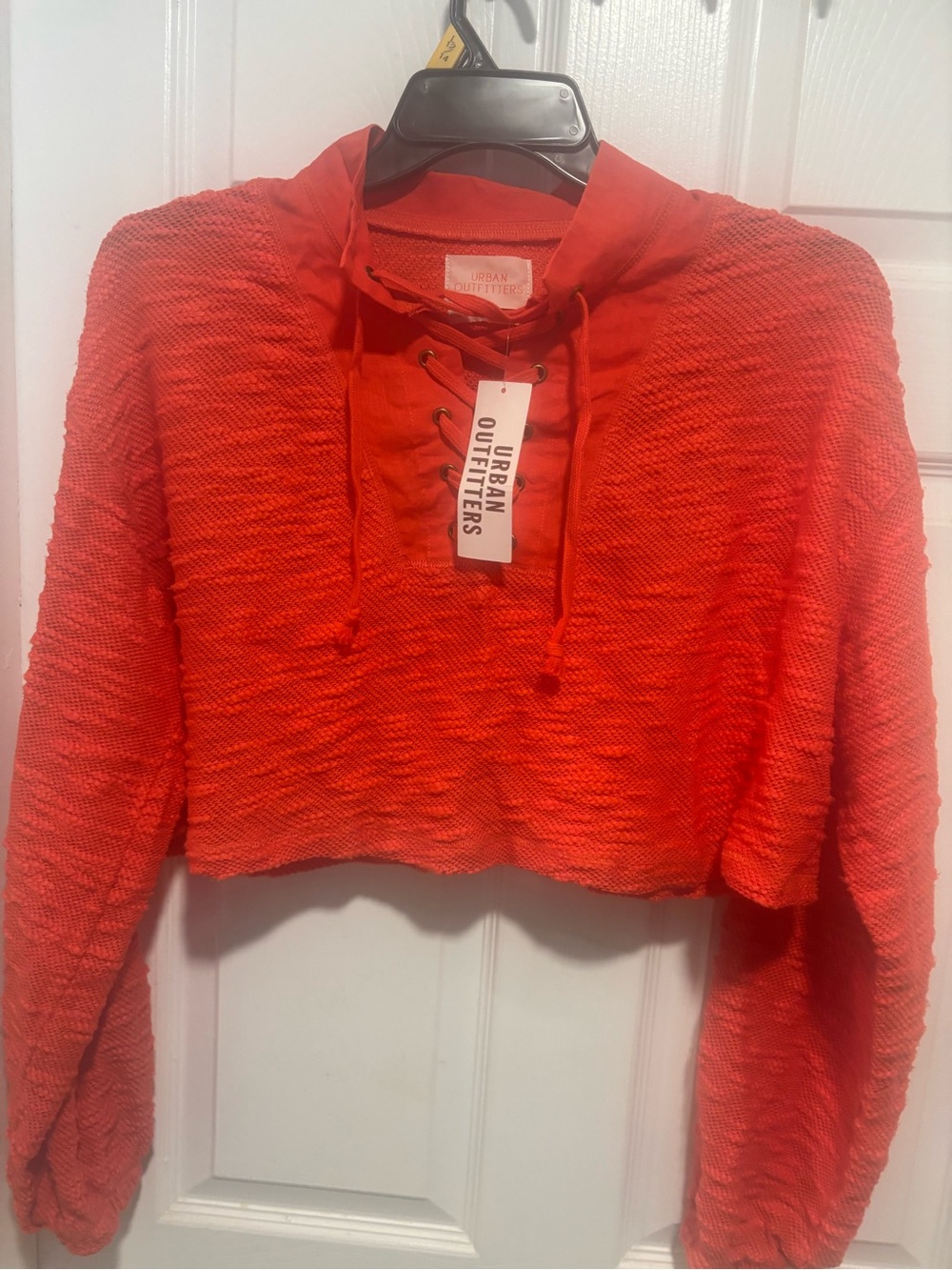 Urban Outfitters Orange Lace-Up Cropped Sweater